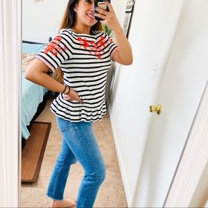 Kate Spade Broome Street embroidered peplum top